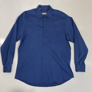 Ermenegildo Zegna Men’s Dress Shirt 16"/41cm Deep Blue Nailhead Cotton EUC